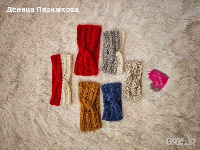 Ръчно плетен комплект лента за глава и снуд шал  модел Ариа в 5 размера, снимка 7 - Шалове - 52622415