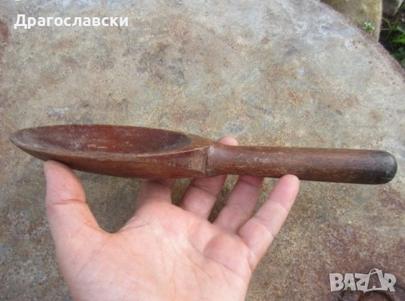 Дървена копанка, купа, фруктиера и дървена стара лъжица, снимка 5 - Други - 42454631