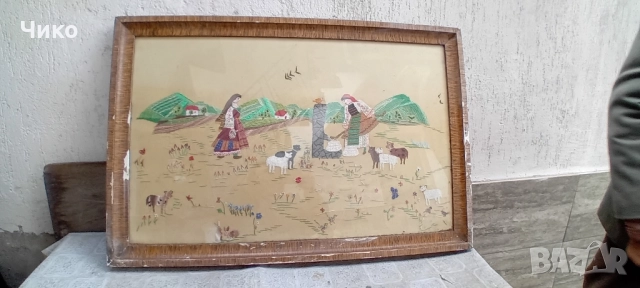 Стар голям панорамен ковьор , снимка 3 - Антикварни и старинни предмети - 52056409