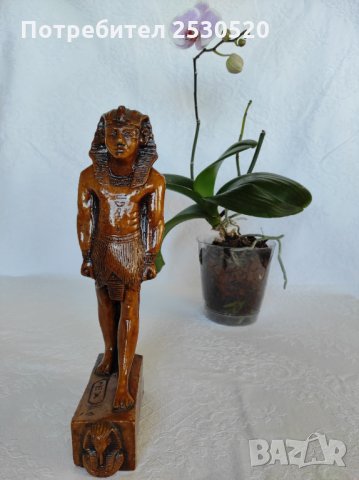 Египетска статуетка от кафяв мрамор, снимка 2 - Статуетки - 35793962