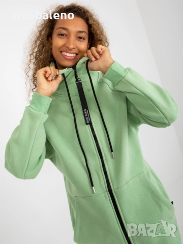 Дамски дълъг преходен суичър с цип и качулка, 3цвята , снимка 5 - Суичъри - 52934336