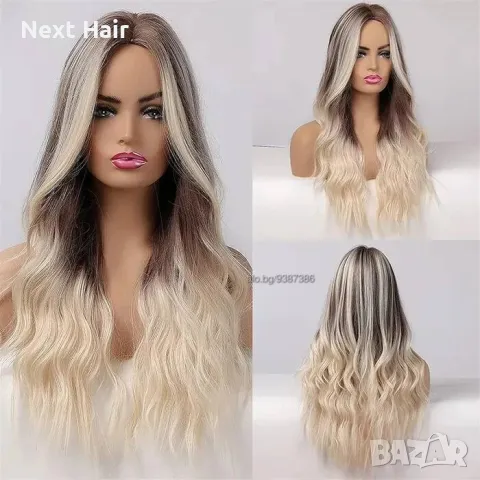 Омбре балеаж руса перука с тъмни корени