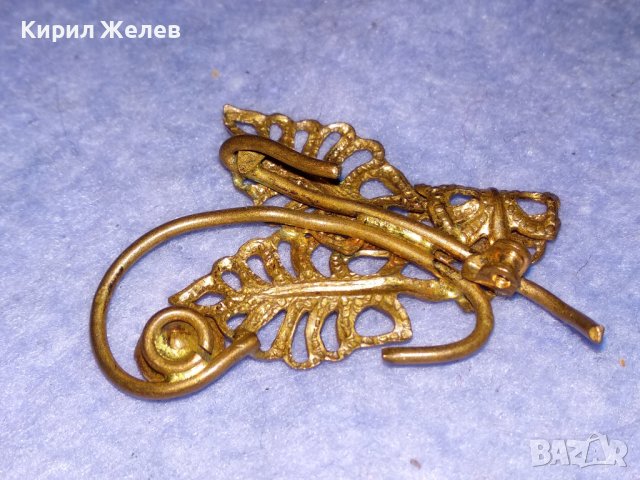 СТАРИННА ФЛОРАЛНА СКЪПОЦЕННА БРОНЗОВА АЖУРНА БРОШКА с ФАСЕТИРАН ГРАНАТ 14202, снимка 8 - Антикварни и старинни предмети - 39944630