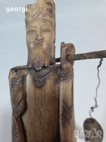 Японска статуетка на рибар от еленов рог, снимка 9 - Статуетки - 34473615