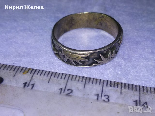 Стар СРЕБЪРЕН ВИНТИДЖ АРТ ПРЪСТЕН ОКСИДИРАНО СРЕБРО 925 Тип ХАЛКА ОРНАМЕНТИРАН със СЛЪНЦА 39907, снимка 7 - Пръстени - 42644156