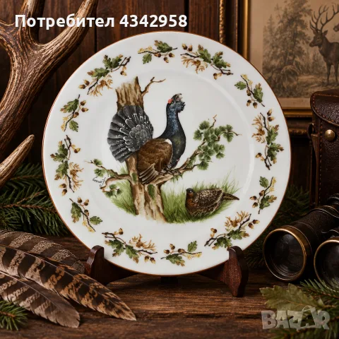 Seltman. 1954г. Порцеланова чиния с птици.