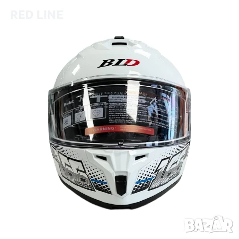Mодуларна каска за мотор бяло/синьо, снимка 2 - Аксесоари и консумативи - 50809537