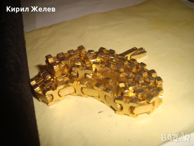 ДЕБЕЛО ПОЗЛАТЕН ВИНТИДЖ УНИСЕКС МОДЕЛ ЛАНЕЦ РЯДКА ПЛЕТКА ЗДРАВ ОТЛИЧЕН СТИЛЕН ЮВЕЛИРНА РАБОТА 24826, снимка 6 - Колиета, медальони, синджири - 34339513