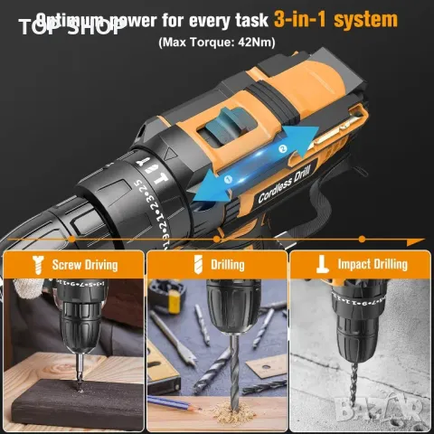 Мощен акумулаторен винтоверт JYGMPRO 21 V, снимка 2 - Винтоверти - 48487065