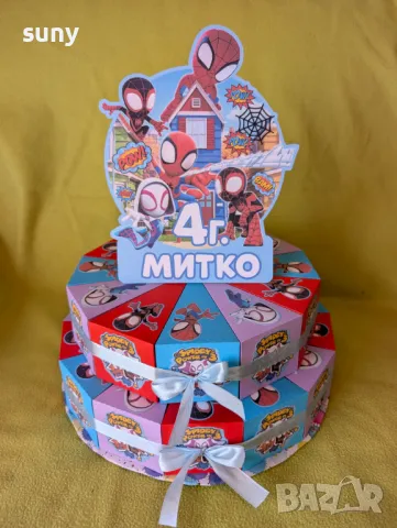 Картонена торта Спайди и приятели