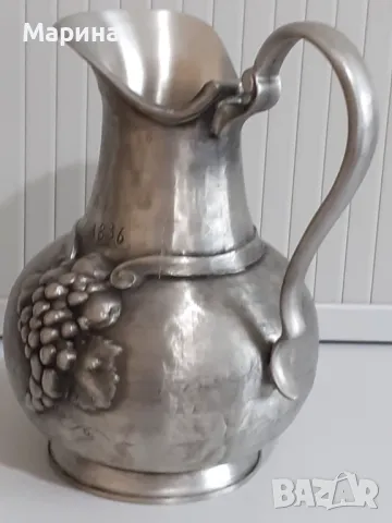 Комплект Кана и чаши за вино от калай Antik*Vintage#74, снимка 4 - Антикварни и старинни предмети - 48691014