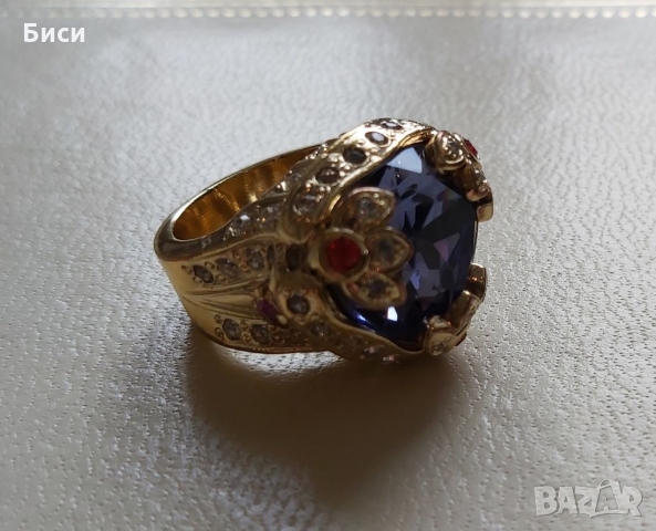 Versace-златен стар пръстен с естествени камъни, снимка 3 - Пръстени - 36039975