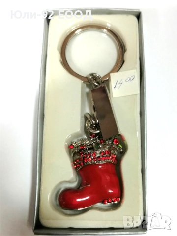 Метален ключодържател КОЛЕДНО БОТУШЧЕ с кристали Сваровски , снимка 3 - Коледни подаръци - 35163000