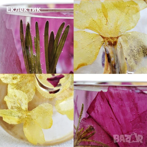 Декоративен буркан с капак. Хербарий в смола, снимка 9 - Други - 50759395