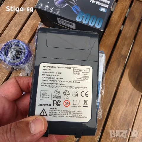 Усилена Батерия за Dyson V6 (8000mAh) + Пълен Комплект Нови Филтри и Четка, снимка 3 - Прахосмукачки - 56222157