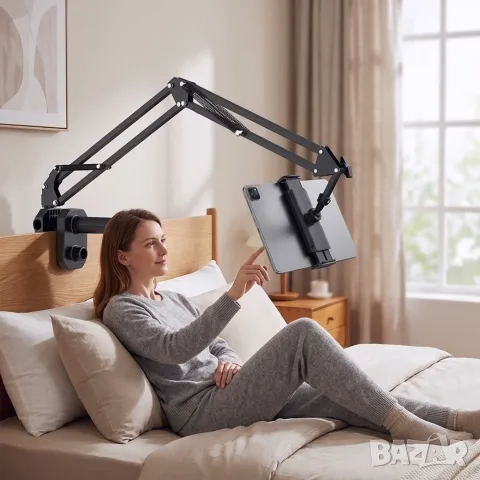 Нова универсална стойка за телефон и таблет, Разтяга се и се върти на 360°, Здрава и стабилна