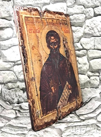Репродукция на старинна икона на свети Иван Рилски 30/20 см, снимка 2 - Икони - 43397200