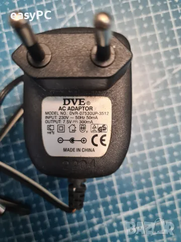 Оригинален захранващ адаптер DVE DVR-07530UP-3512 7.5V 300mA, снимка 2 - Друга електроника - 49301181