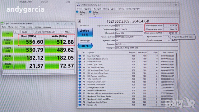 2TB SSD Transcend 230S SATA 6Gb/s, 2.5 скорост на четене 560 MB/s скорост на запис 500 MB/s, снимка 2 - Твърди дискове - 52364296
