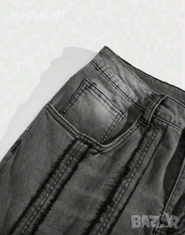 Нови модерни нашивки дънки панталони сиви ластични деним  Хл/34/36, снимка 5 - Дънки - 53045902