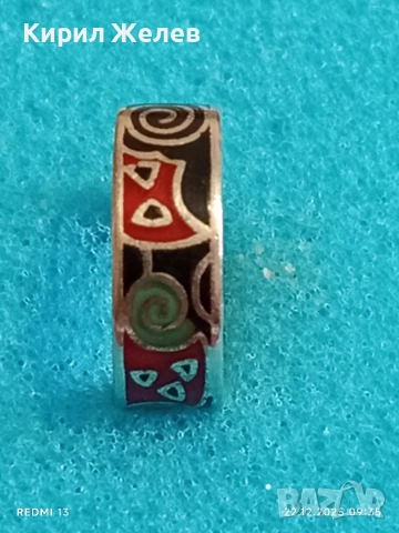 Ефектен сребърен пръстен с емайл красив стилен дизайн 52470, снимка 4 - Пръстени - 52871896