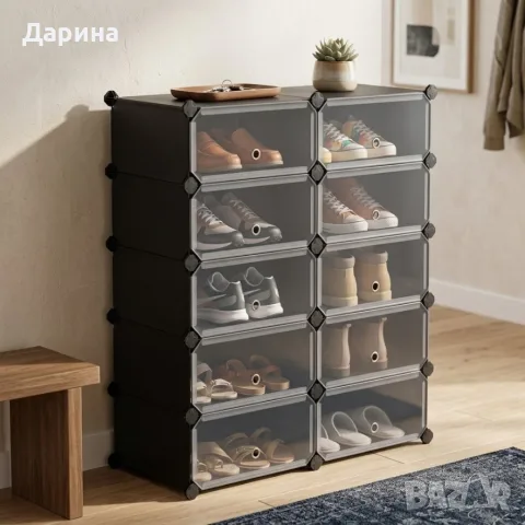 модулен шкаф за обувки с 10 нива , снимка 3 - Кутии за съхранение - 56039620