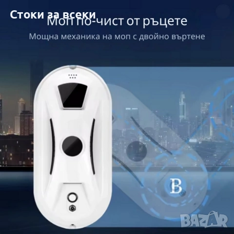 Интелигентен робот за почистване на прозорци с двойни въртящи се падове и вакуум 2800Pa, снимка 9 - Други - 53225848