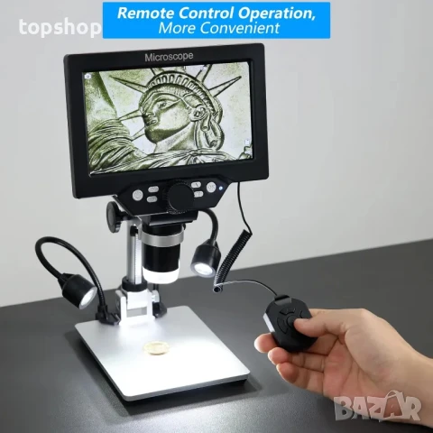НОВ Цифров микроскоп Koolertron с 7'' екран 1080p, 32GB памет, 1200x увеличение, камера, безжичен..., снимка 3 - Друга електроника - 50555878