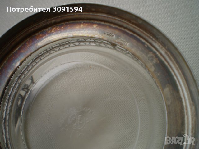 Винтидж кошница филигран със стъкло маркирана ЮММЕТ, снимка 6 - Други ценни предмети - 41819208
