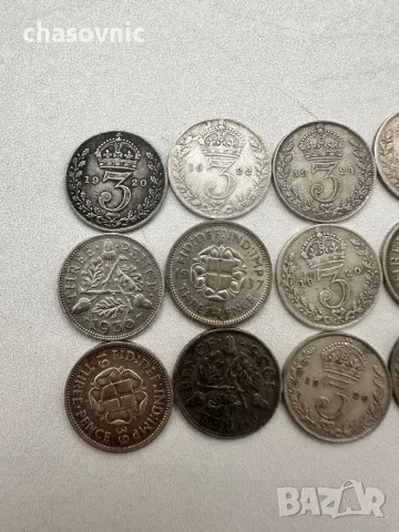 🪙 Лот 12 броя СРЕБЪРНИ монети 3 Пенса Великобритания (1920-1939) - 40€, снимка 2 - Нумизматика и бонистика - 56162584
