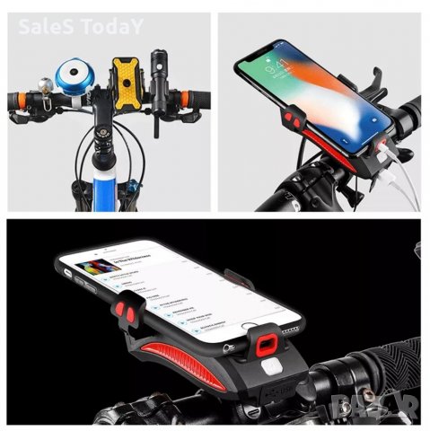 Фар за колело + стойка за телефон + външна батерия /POWER BANK / и звънец. 4 in 1, снимка 5 - Аксесоари за велосипеди - 35967622