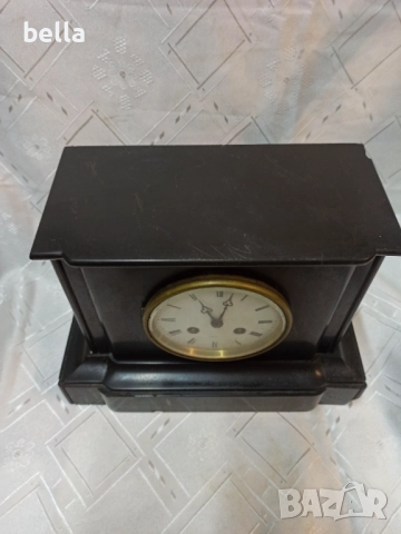 Антикварен  швейцарски каминен часовник-Grenchen-(~1900 г.) Масивен корпус от черен мрамор, снимка 2 - Антикварни и старинни предмети - 52176157