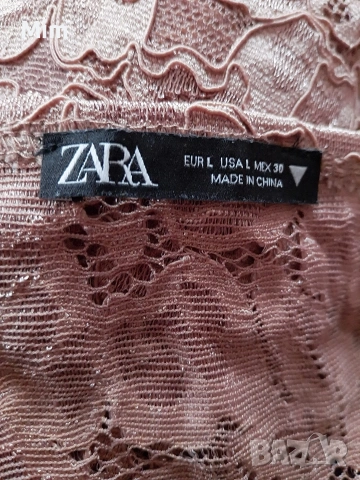 ZARA L Дантелено боди в цвят пепел от рози, снимка 5 - Корсети, бюстиета, топове - 53503184