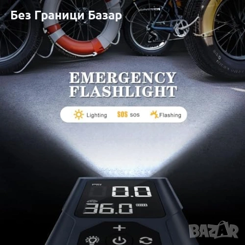 Нова Преносима помпа компресор за гуми кола/велосипед/колело LED 12V, снимка 3 - Друга електроника - 53692469