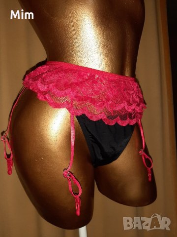 S/M Дантелен червен колан с жартиери , снимка 2 - Бельо - 33792821