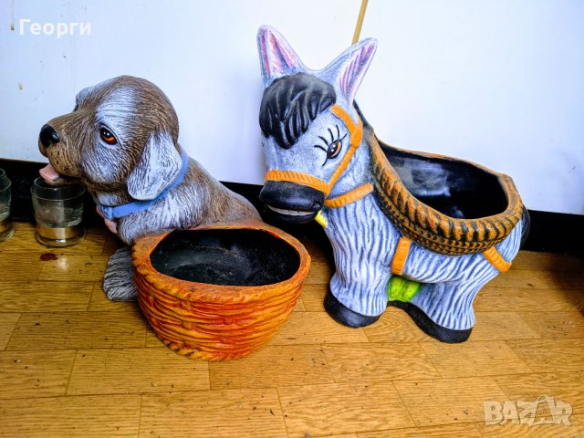 Декоративна саксия куче и магаре цветя градина декорация, снимка 2 - Саксии и кашпи - 41362778