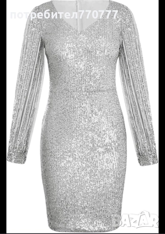 Оригинална Маркова бляскава блестяща рокля пайети, снимка 4 - Рокли - 52080459