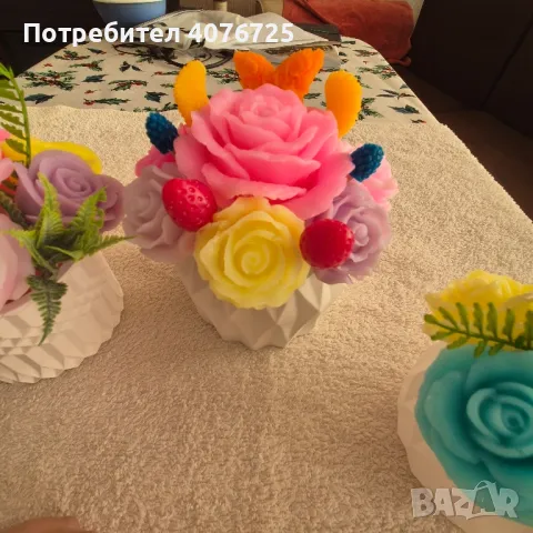 Керамична кашпа с ароматни сапунени цветя , снимка 5 - Декорация за дома - 49957068