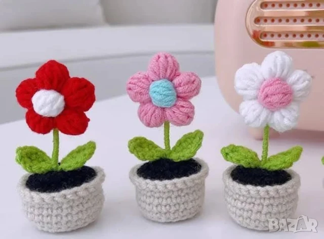 Плетено цвете в саксия  , снимка 10 - Декорация за дома - 51173490