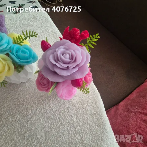 Керамична кашпа с ароматни сапунени цветя , снимка 2 - Декорация за дома - 49957068