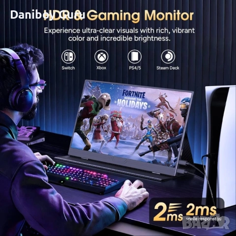 Преносим монитор, 15.6 инча 1080P FHD IPS втори екран за лаптоп с USB-C и Mini HDMI, грижа за очите,, снимка 6 - Монитори - 53401856