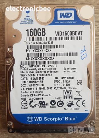 Хард Диск - HDD 160GB WD1600BEVT