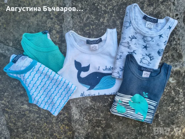 Комплект от 5 бр. летни бодита с тик так закопчаване (74-80)