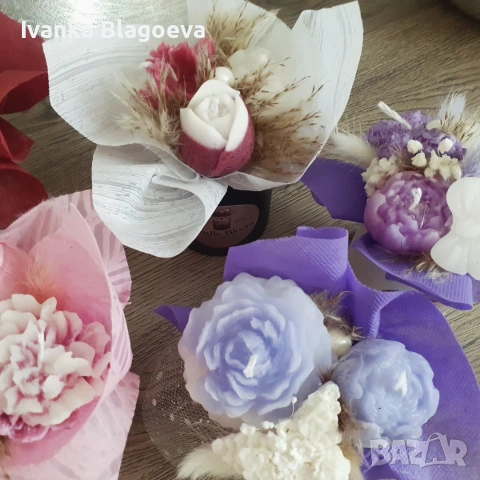 Нежни букетчета от свещи, снимка 15 - Декорация за дома - 53343574