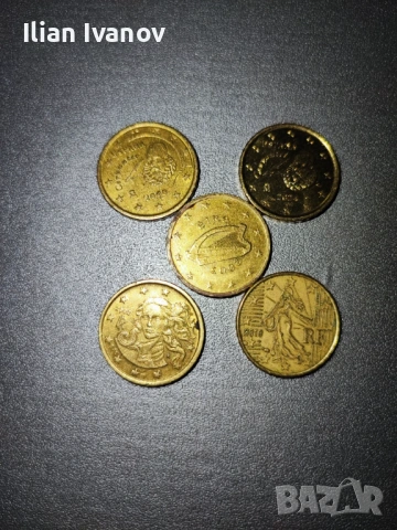 Евро монети от 2, 1, 0.5, 0.20, 0.10, 0.05, снимка 7 - Колекции - 53202752