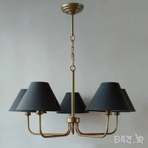 Класически златен модерен пендел със стъклен абажур, висяща лампа, снимка 8 - Лампи за таван - 47677331