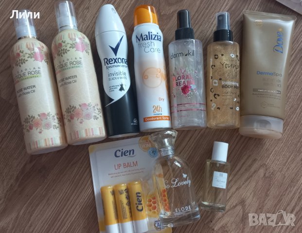 ПРОМО! Комплект за тяло - розова вода, крем Dove, Rexona, body mist, Cien
