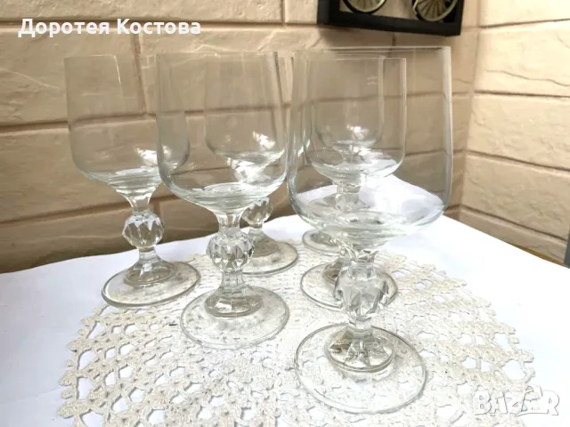 Красиви стари кристални тънкостенни чаши, 6 бр, снимка 5 - Антикварни и старинни предмети - 49714450
