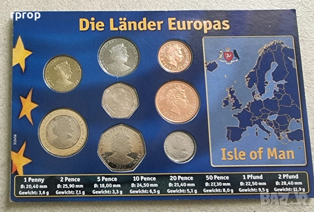 Остров Ман.
1, 2, 5, 10, 20 ,50 цента 1 и 2 паунда.
UNC., снимка 10 - Нумизматика и бонистика - 36976492