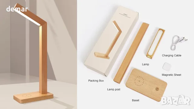 Смарт LED лампа за нощно/маса с безжично зарядно и USB, димираща се (5000K), снимка 7 - Настолни лампи - 55850036